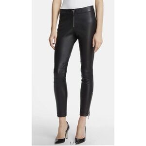 Elizabeth & James 100% Lamb Leather Black Leather Pants Moto Medium Ankle Zip EC